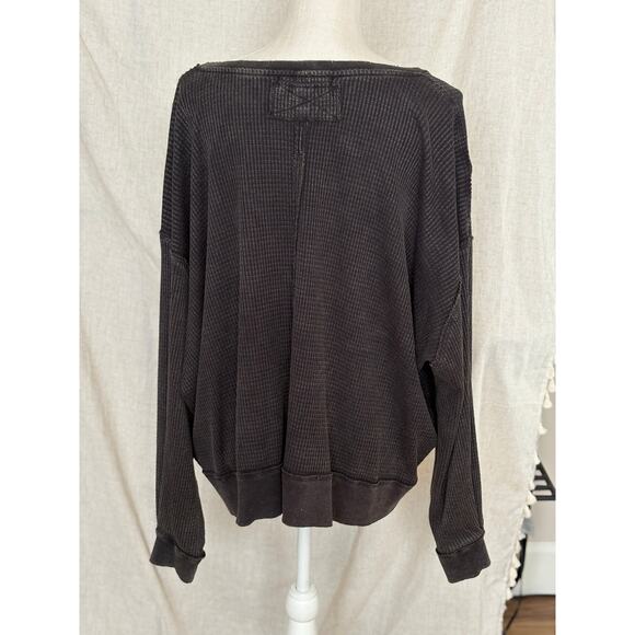 Free People We the Free Black Buttercup Thermal Long Sleeve Top Size XS - Picture 5 of 8